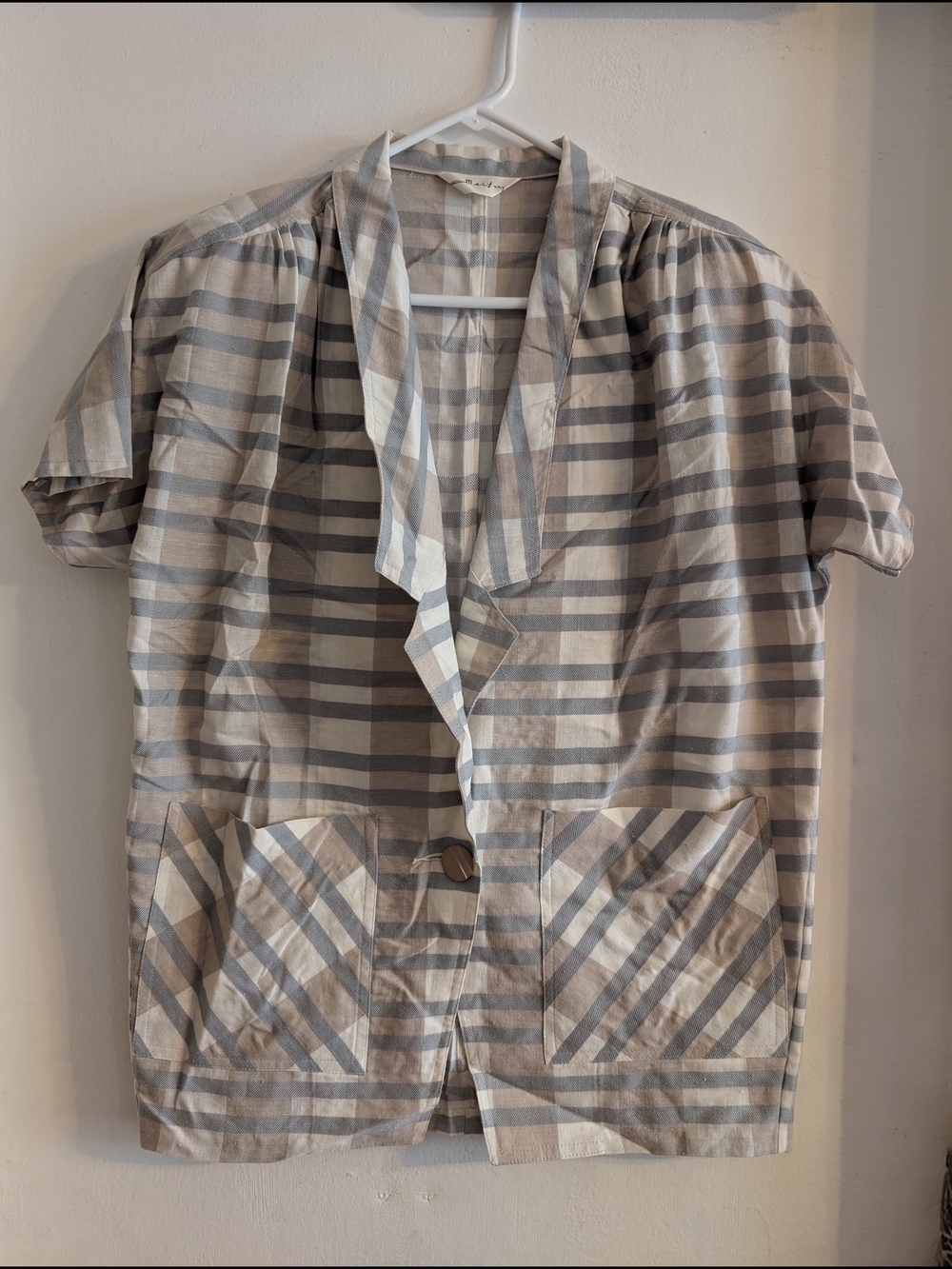 Striped Short-Sleeve Tunic With Shoulder Pads